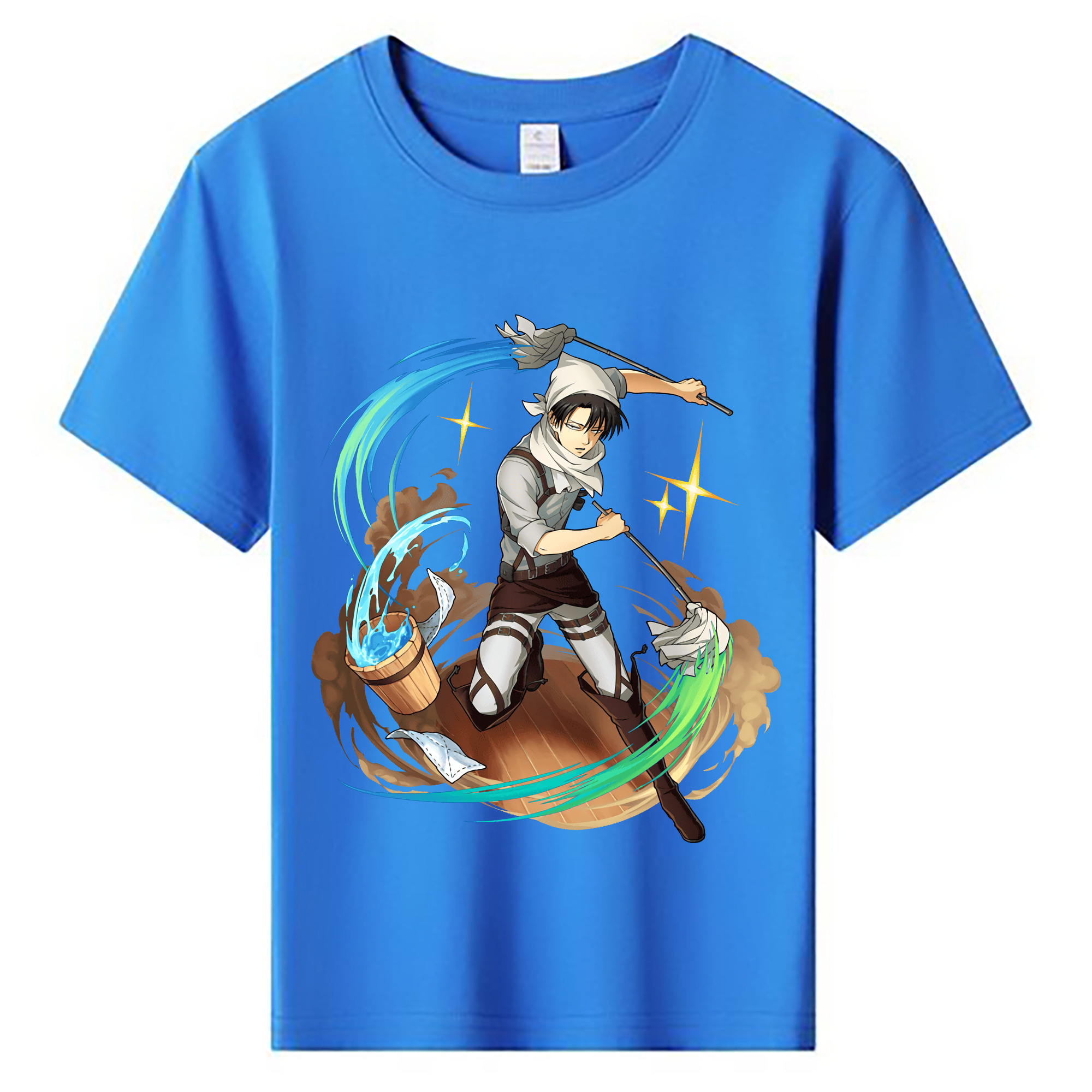 （画像用） 進撃の巨人 リヴァイ·アッカーマン Attack on Titan Levi Ackerman 綿100％キッズTシャツ（フロントプリント）